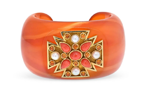 18k Yellow Gold carved agate and coral bracelet by Verdura Verdura carved agate and coral bracelet