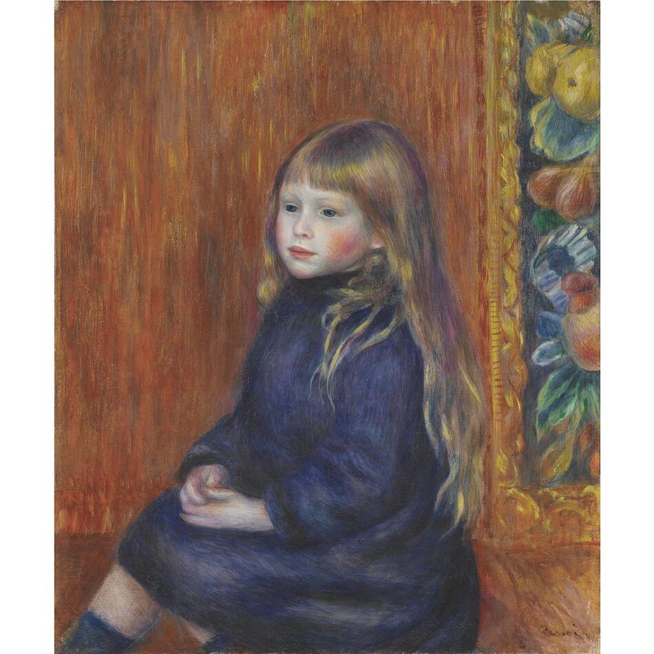 Enfant assis en robe bleue, 1889, von Pierre-Auguste Renoir