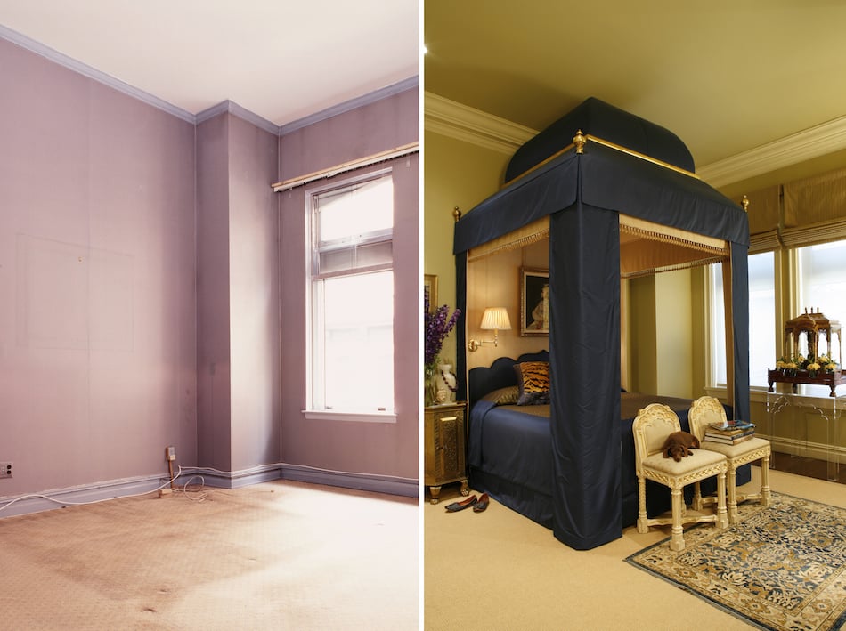 blue bedroom before and after by White Webb