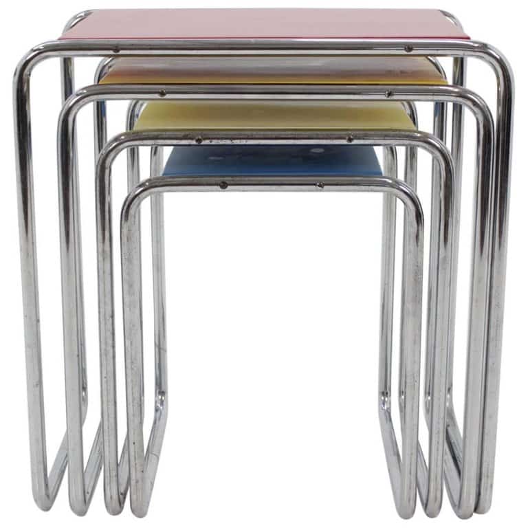 Marcel Breuer B9 Chrome nesting tables,
