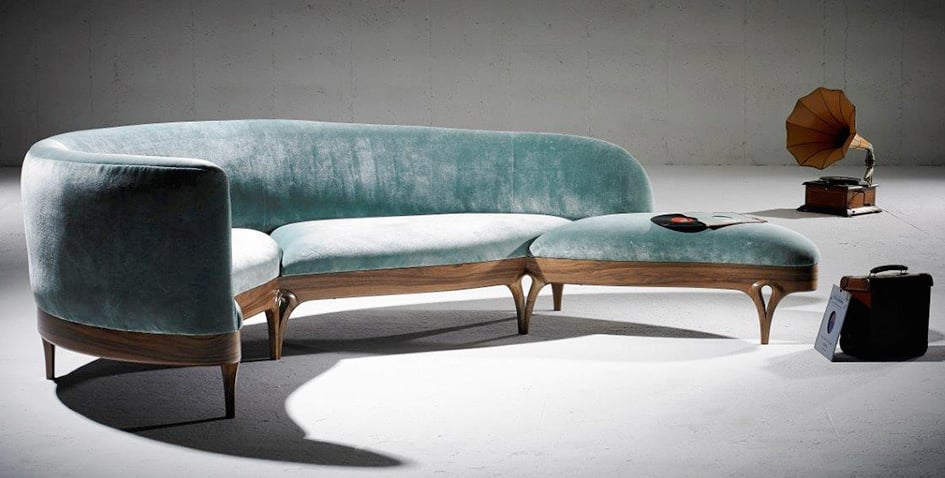 curved velvet sofa