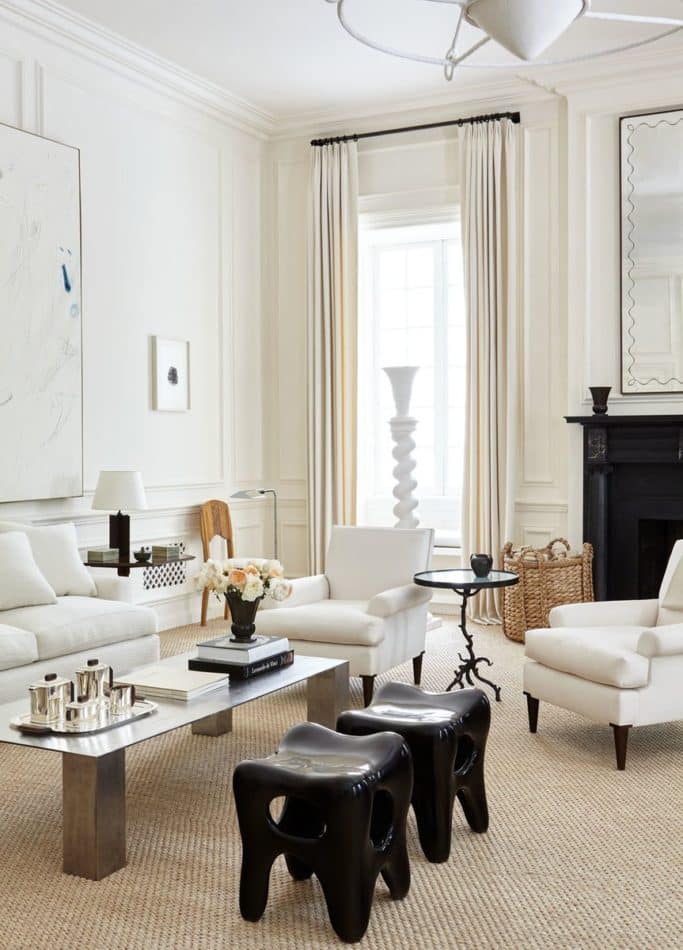 black stools in white room by Kapito Interiors