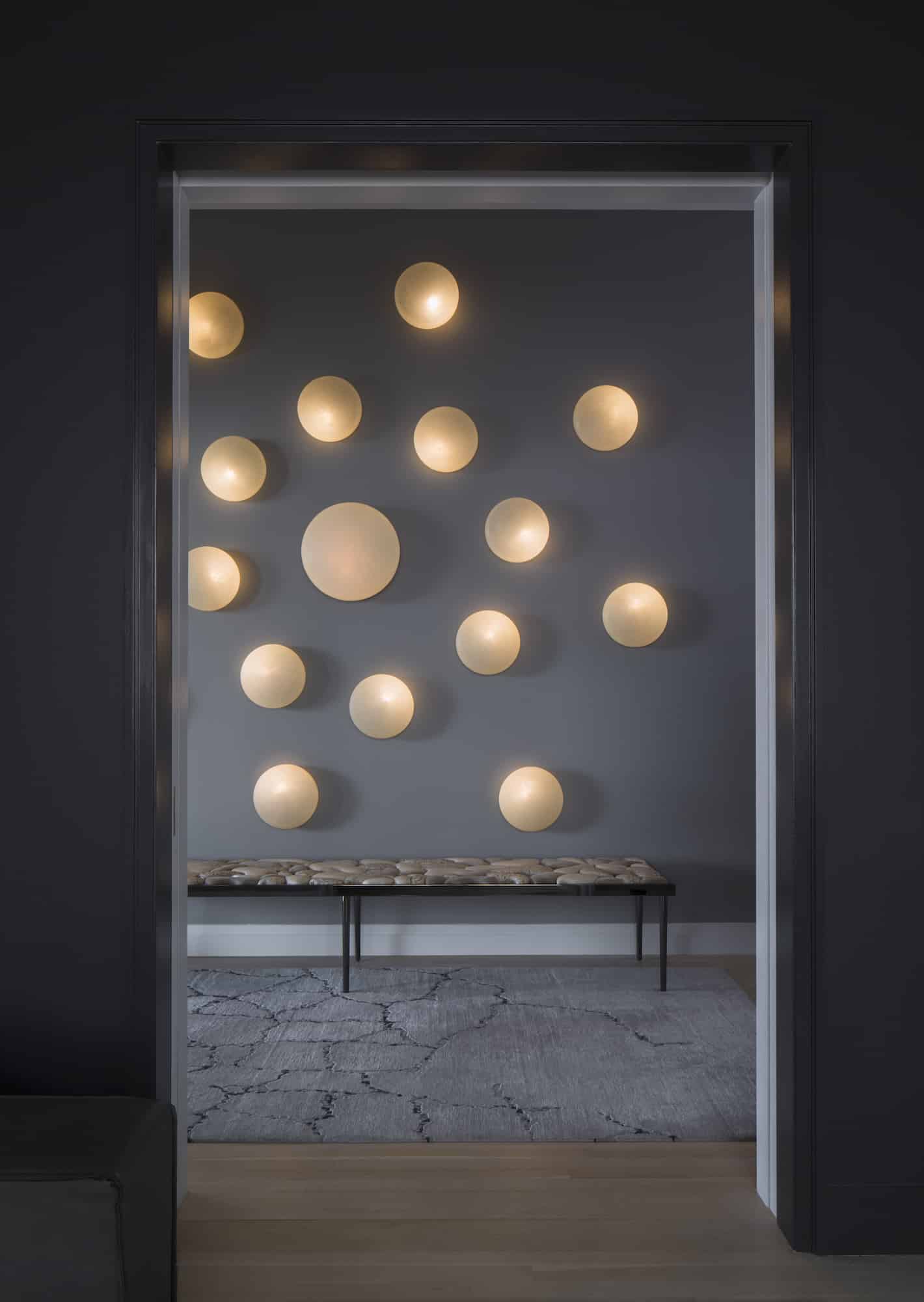 The entryway of a New York apartment designed by Jónsdóttir has a natural, Icelandic vibe.