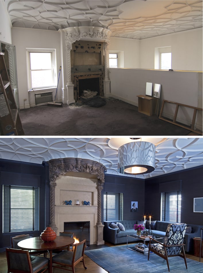 before and after living room by White Webb