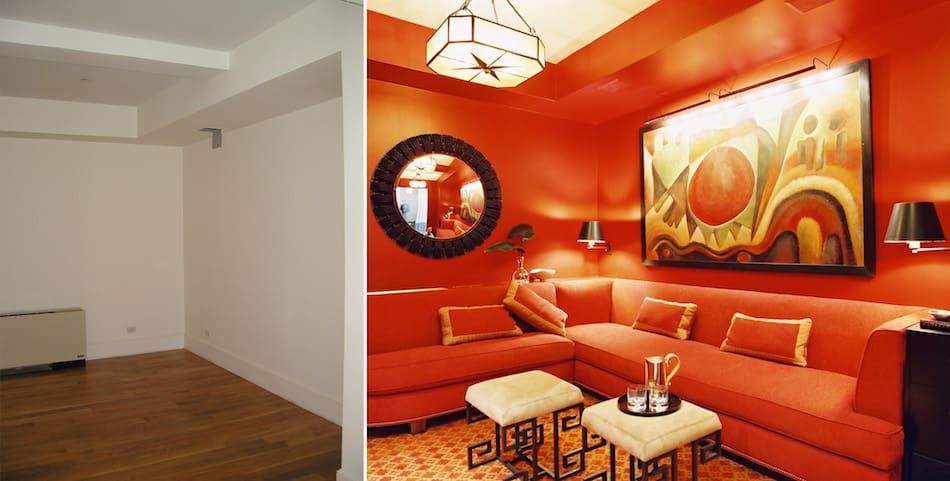 media room before and after by White Webb