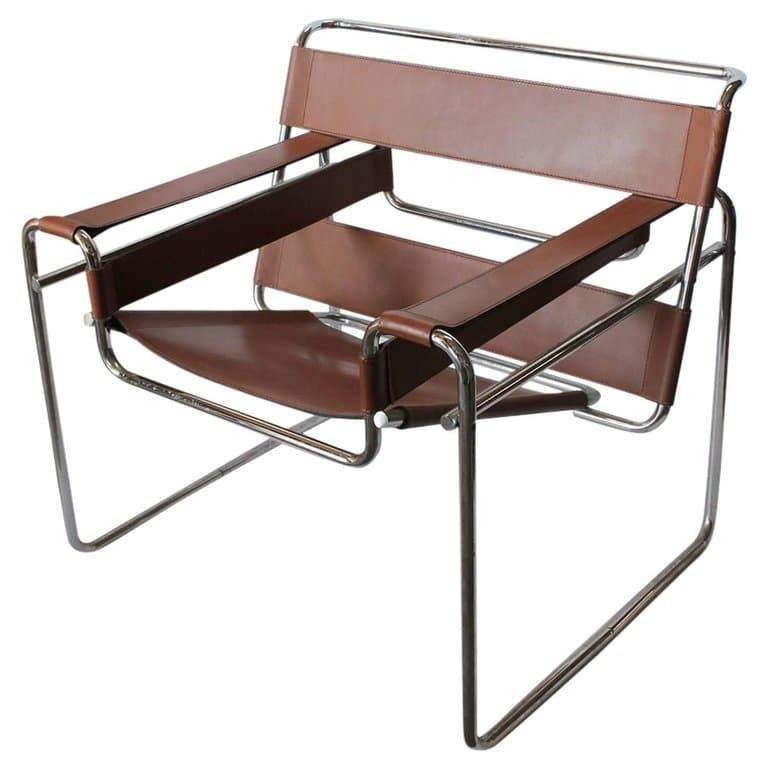 Stuhl aus Leder und Stahl
