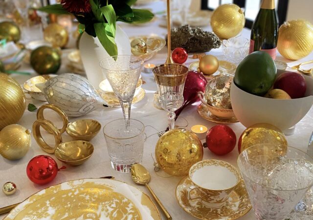 featured image for post: Holiday at Home: Brigette Romanek Sets a Golden Tablescape in Los Angeles