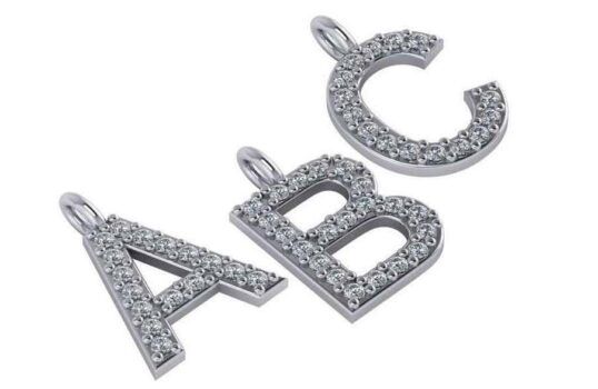 Pendentif initiale diamants et pierres précieuses