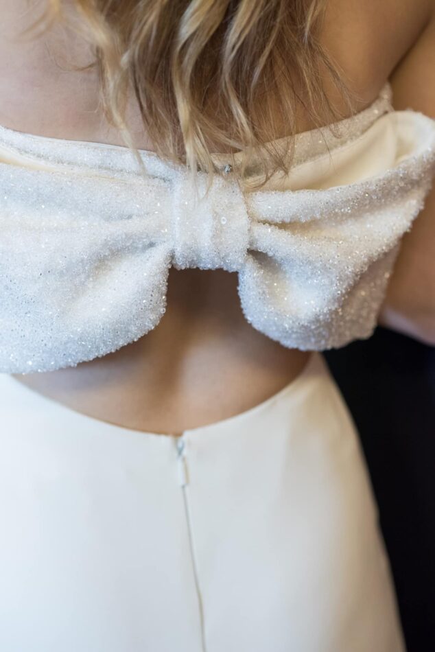 back of Saint Laurent wedding dress