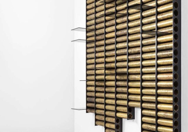 featured image for post: This Shelving System with Oxidized Brass Tubes Is Retro and Futuristic at Once