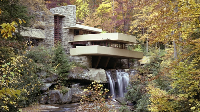 Design Destinations Frank Lloyd Wright S Fallingwater The Study Fallingwater Travel Guide Banner