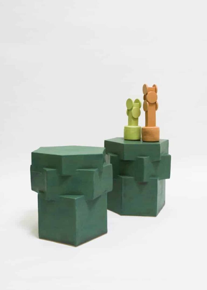 Bari Ziperstein three-tier hexagon side table