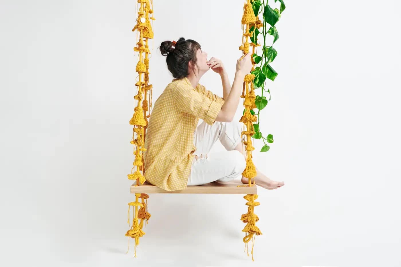 Rock Your Cares Away on This Sunny Hand-Crocheted Swing