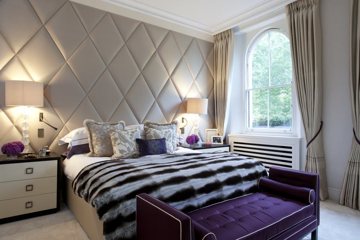 A bedroom in an Ennismore Gardens, London, apartment designed by Taylor Howes.
