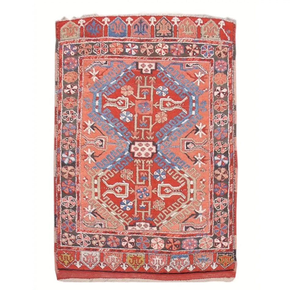 Tapis Konya d'Anatolie aux teintes abricot