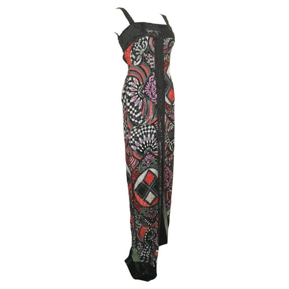 Versace-Kleid mit Pailletten und Perlen, 1980er-Jahre