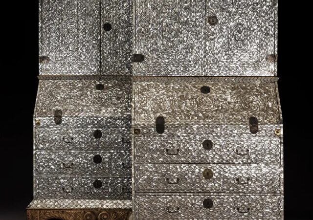 featured image for post: Mother-of-Pearl Makes These Antique Peruvian Cabinets Glow