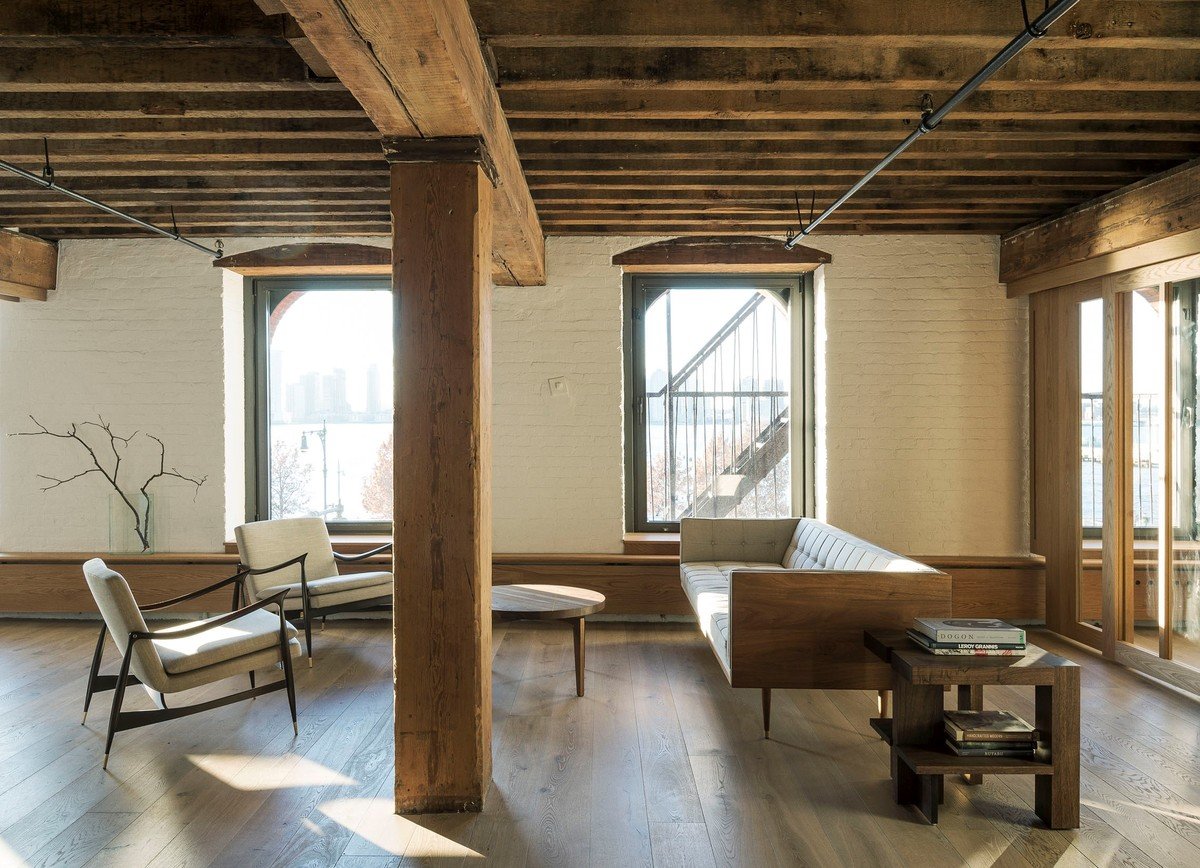 Workstead stripped this Lower Manhattan loft to the bare essentials and furnished it with streamlined mid-century modern and contemporary pieces.