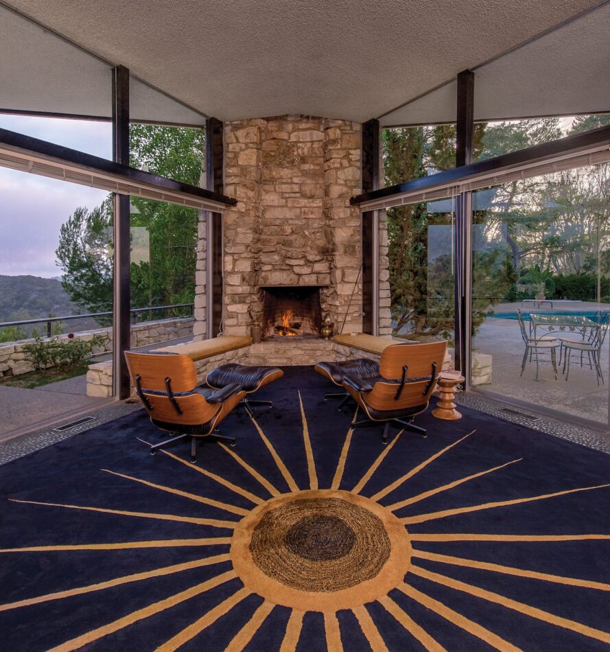 Living Room in Charlton Heston's House With Eames Lounges