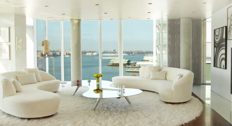 Interiors With Round Sofas The Study In This Manhattan Living E Overlooking The Hudson River Ingrao Inc Placed A Pair Of Matching Vladimir Kagan Sofas On Top Circular Faux Fur Area