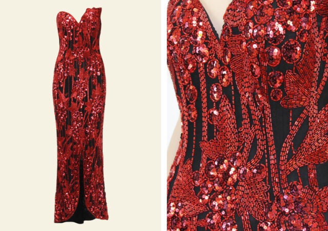 featured image for post: This Red-Sequined Stunner Proves That No One Bedazzles a Gown Like Bob Mackie