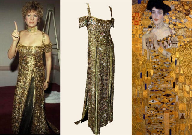 featured image for post: Barbra Streisand Channeled Klimt’s ‘Woman in Gold’ in This Shimmering Dress