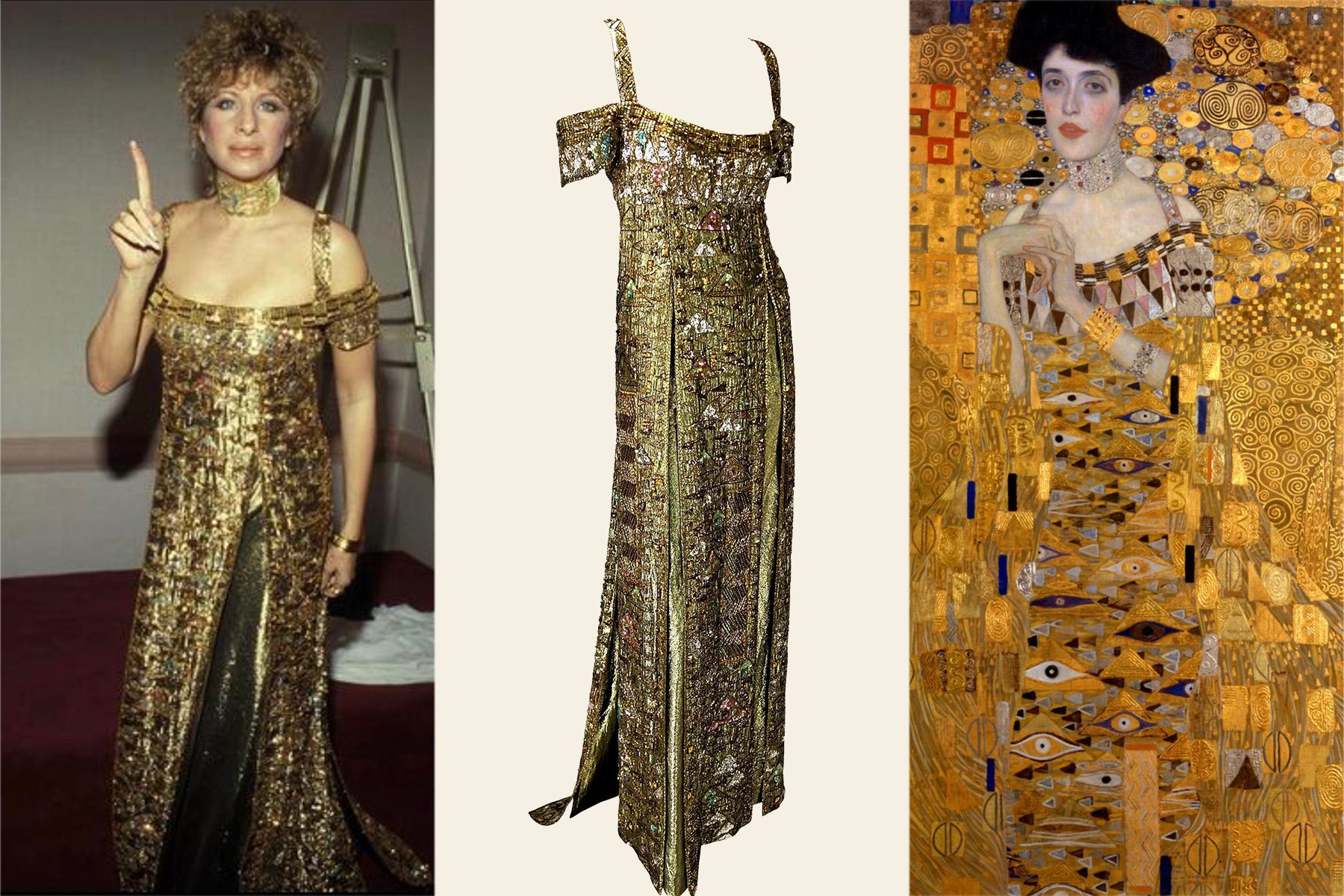 Barbra Streisand Channeled Klimt’s ‘Woman in Gold’ in This Shimmering Dress