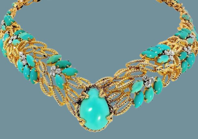 featured image for post: This 1960s Gold-and-Turquoise Cocktail Necklace Is a Vintage Stunner