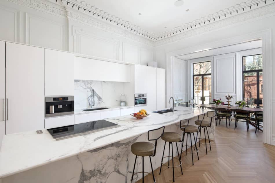 white marble kitchen