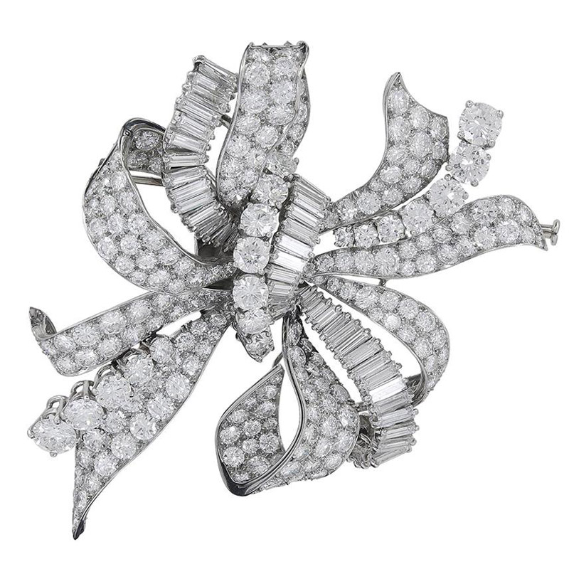 Bulgari Diamond Bow Brooch, 1950s