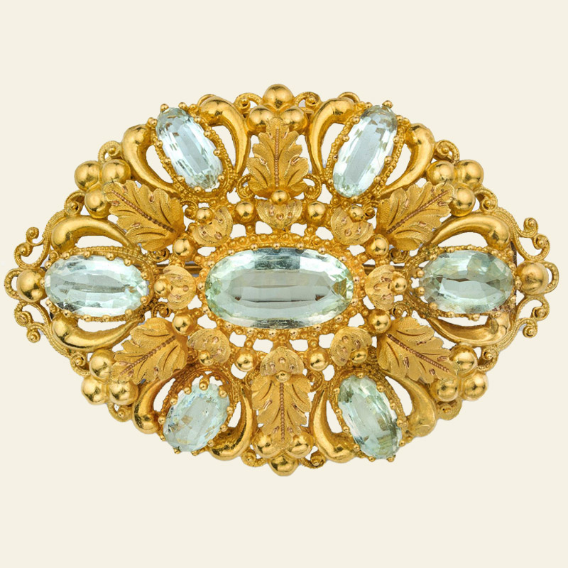 Aquamarine & Gold Brooch, ca. 1820