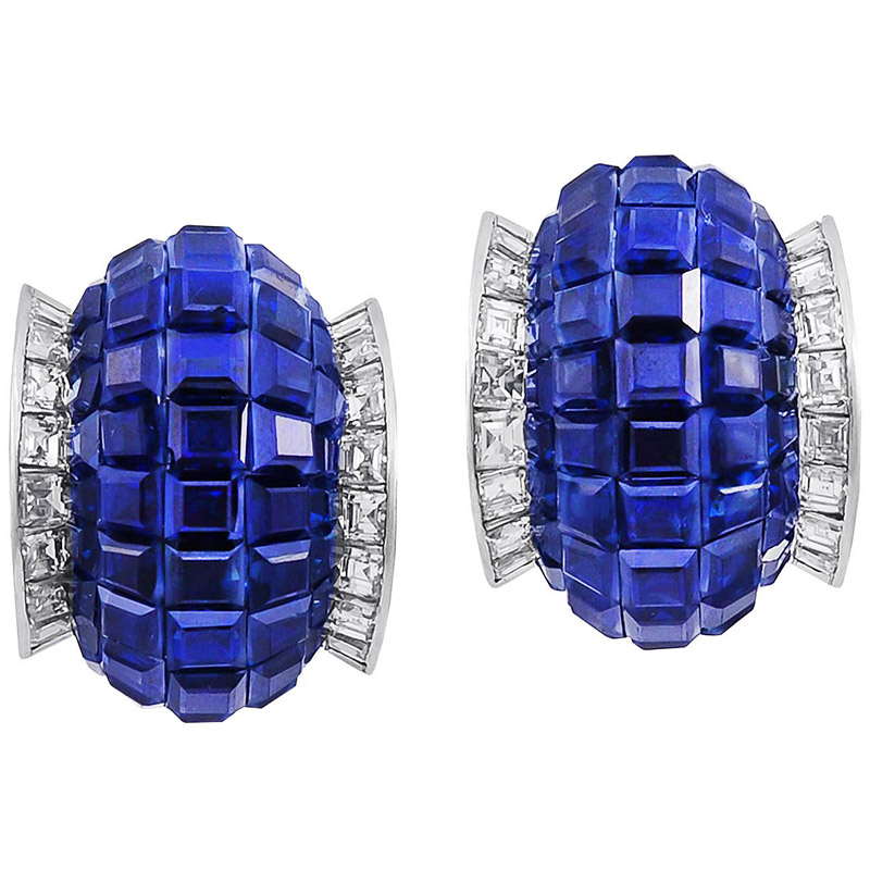 Van Cleef & Arpels Sapphire Mystery-Set Earrings