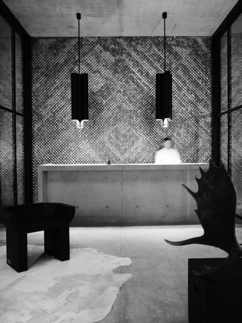 In the lobby of Mexico’s Hotel Habita Monterrey, a monolothic chair by fashion designer Rick Owens holds pride of place in front of the reception desk.