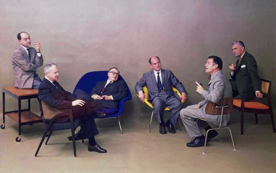 A 1961 Playboy article featured the leading creators of what would come to be known as mid-century modern design, with Risom on the far right. Image © Jens Risom 2012