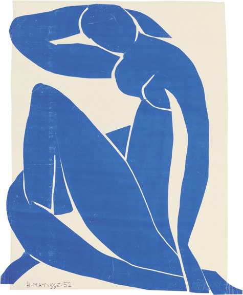 One of the most recognizable works in the show, Blue Nude II, 1952, stands out for its use of just one color.