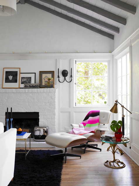 One of Ashe + Leandro’s first projects was the Los Angeles home of the actress Jennifer Carpenter, a 1930s Hancock Park hunting lodge that the pair brightened by removing the window treatments and coating the walls in Venetian plaster; the side table next to the Eames lounge chair is from Orange on 1stdibs. Photo by Lucas Allen. All photos courtesy of Ashe + Leandro