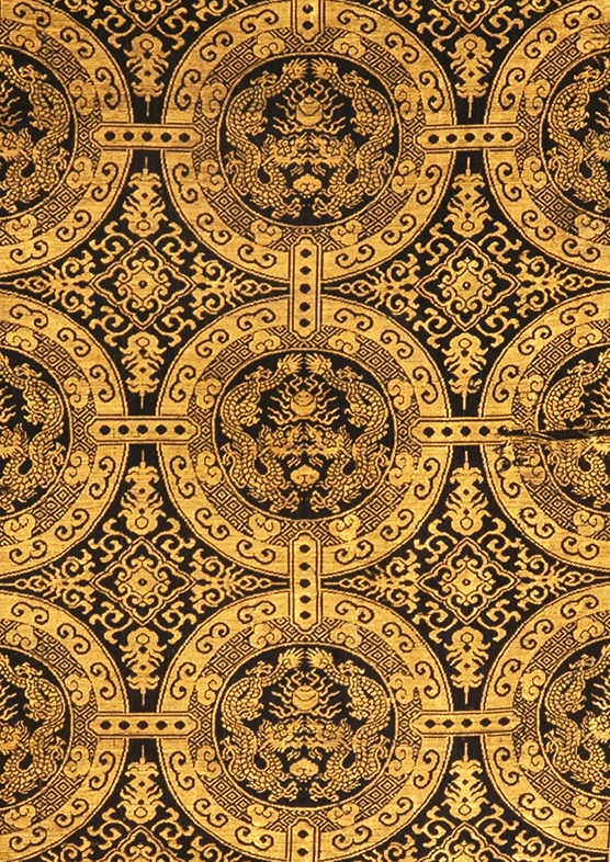 An 18th-century kinran gold-wrapped brocade fragment from Japan is part of Festa’s remarkable collection.