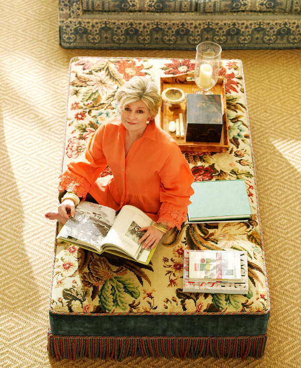 The New York decorator Charlotte Moss, here at her home in East Hampton, recently published her eighth book, A Visual Life, which combines excerpts from her own scrapbooks with those created by other notable women. Photo by Pieter Estersohn, all images courtesy of Rizzoli