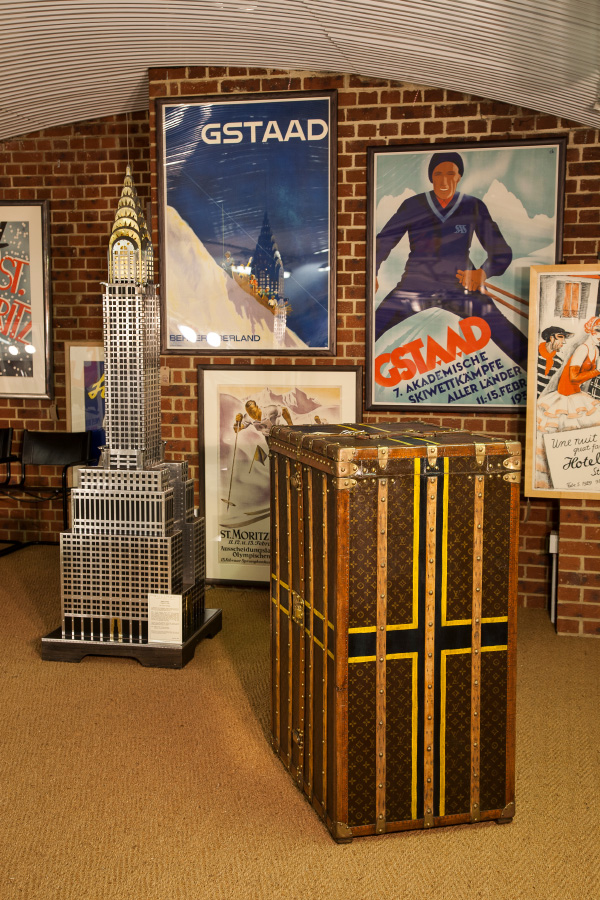 The model of New York’s Chrysler Building, made by John Elwell, lights up from within.