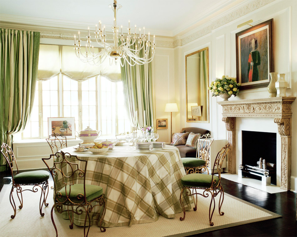 1950's Murano chandelier. Fabrics by Hinson & co. Baila portrait over the mantel is from Kouros gallery.
