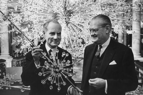 Lobmeyer’s Hans Harald Rath (left) in his Vienna store, 1966.