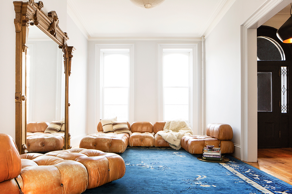 Julia Chaplin's Brooklyn home furnished by Elizabeth Roberts Architects and complete with a Mario Bellini Camaleonda sofa set