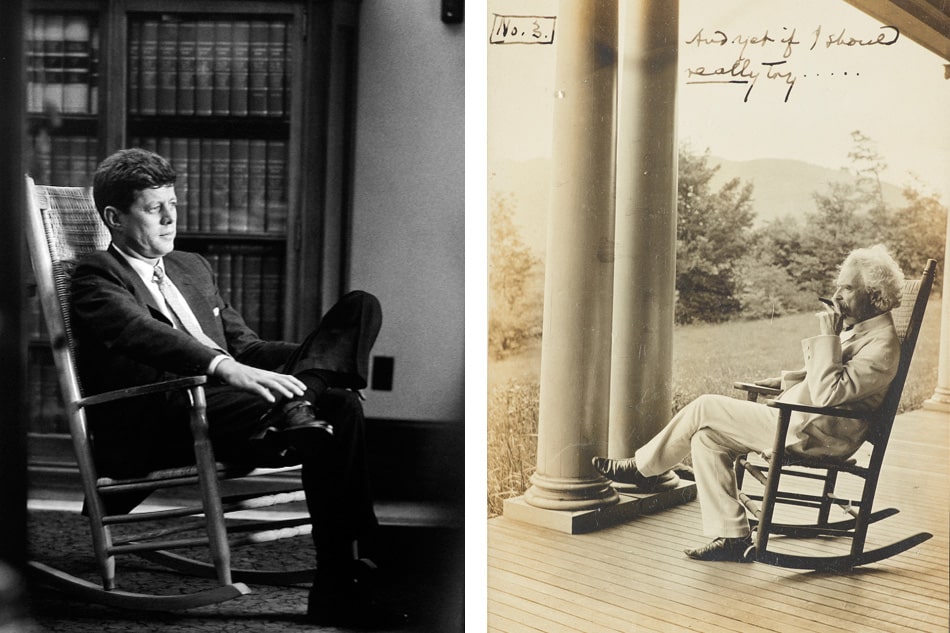 How One Chair Rocked Its Way Into Hearts And History 1stdibs Left After John F Kennedy S Doctor Recommended A Rocker As Salve For His Back Pain The Politician Was Regularly Seen Sitting In Them