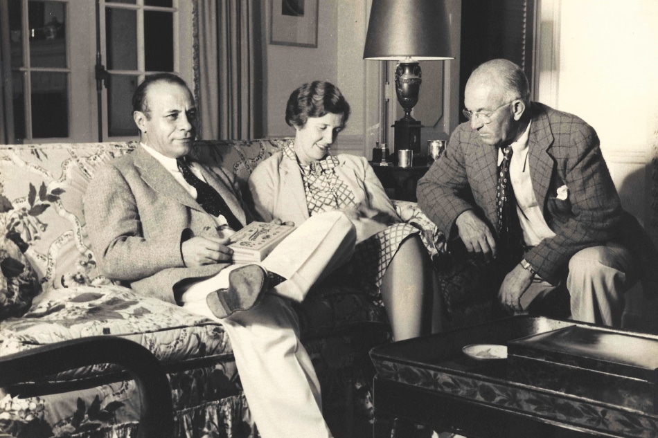 vintage photo of three people sitting together