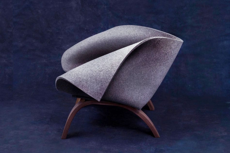 These Women Designers Are Shaking Up A Male Dominated Industry Charlotte Kingsnorth S Babafelt Chair Is Made Of Solid Walnut Timber And Thick Natural Wool Felt Traditional British Craftsmen Masterfully Shape The Wood