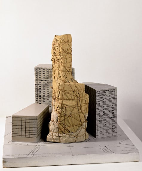 Artists Christo and Jeanne-Claude New York City wrapped skyscraper plan