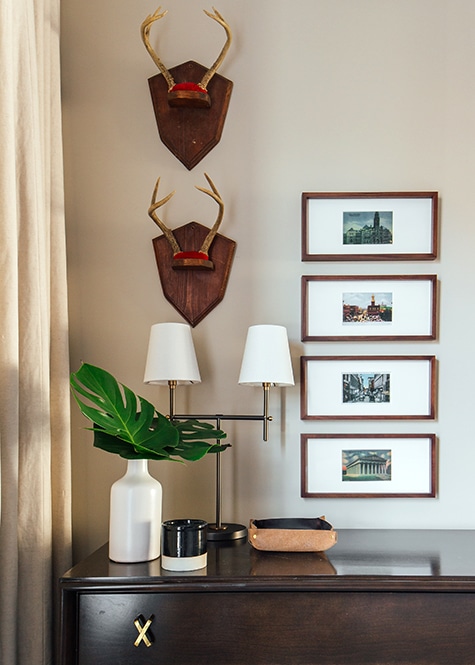 Nashville bedroom antlers on plaques