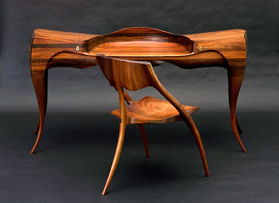 Wendell Castle 1965 Vermilion desk and chair