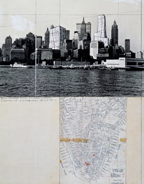 Artists Christo and Jeanne-Claude New York City wrapped skyscrapers plan