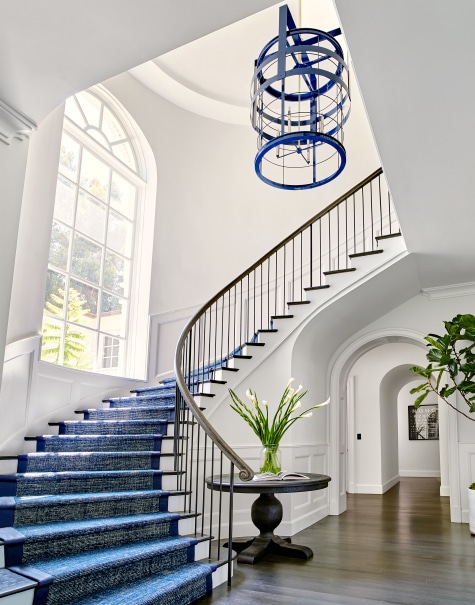 Los Angeles entryway with blue staircase